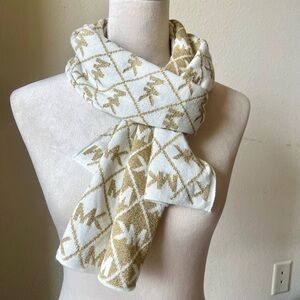 Michael Kors White and Gold Logo Scarf